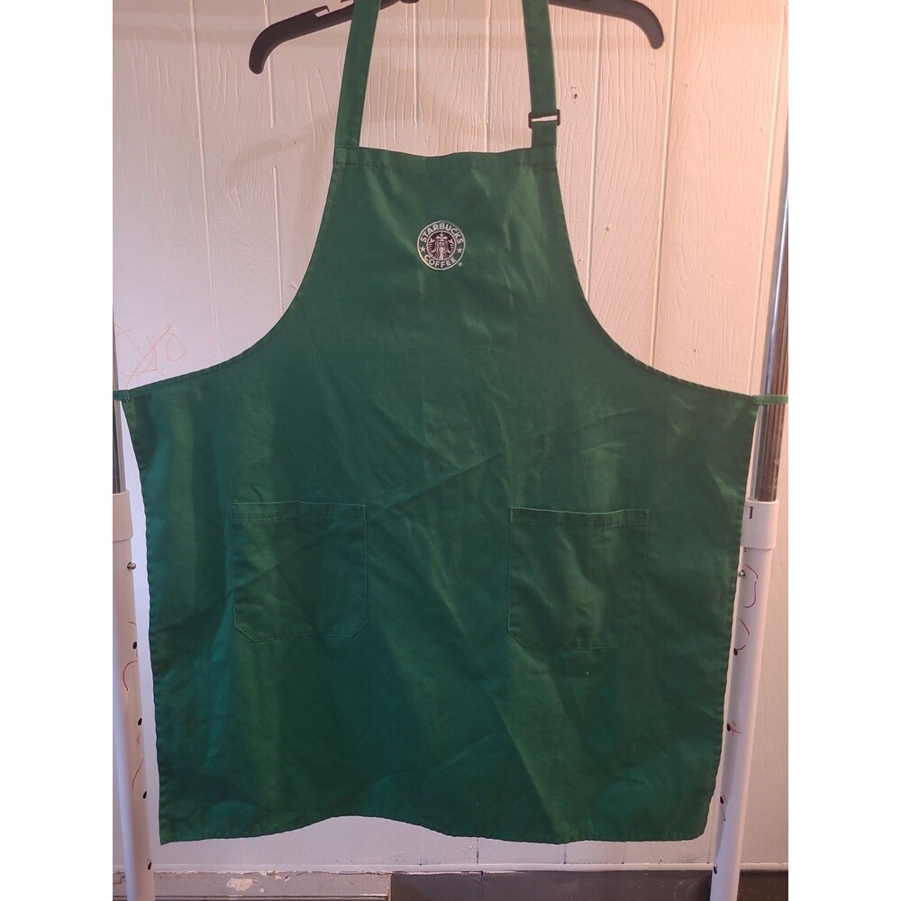 Starbucks Green Employee Uniform Apron - Tie Back Adjustable Neck Strap Pockets